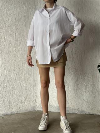 Beyaz Oversize Basic Gömlek