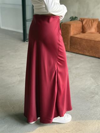 Bordo Maxi Saten Etek