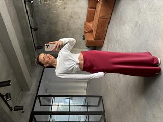 Bordo Maxi Saten Etek