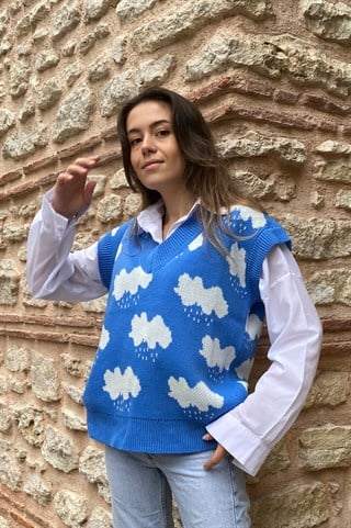 Bulutlu Süveter - Mavi