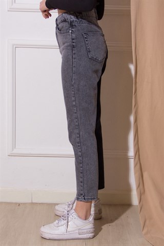 Çift Renk Mom Jean - SİYAH