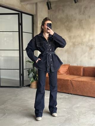Denim Kot Ceket - Pantolon Takım