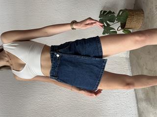 Denim Şort Etek - Lacivert 