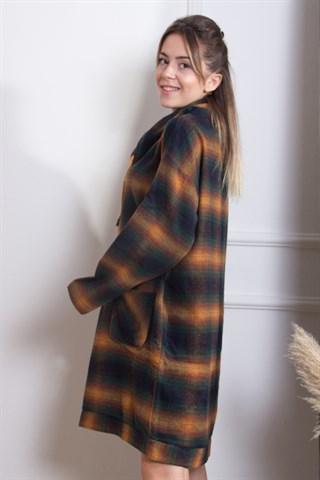 Ekose Tunik Elbise - Haki