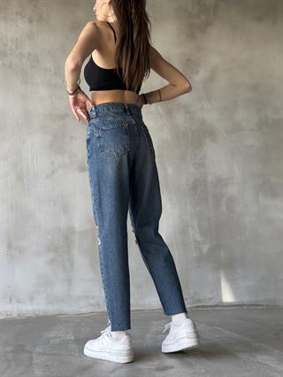 Eskitmeli Lazer Kesim Mom Jean 