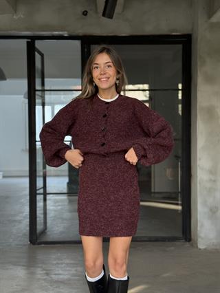 Etek Ceket Triko Takım - Bordo