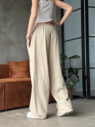 Gabardin Ayarlanabilir Paça Pantolon - Bej