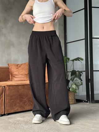 Gabardin Ayarlanabilir Paça Pantolon - Siyah