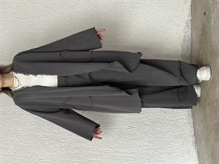 Gabardin Kimono Pantolon İkili Takım - Füme