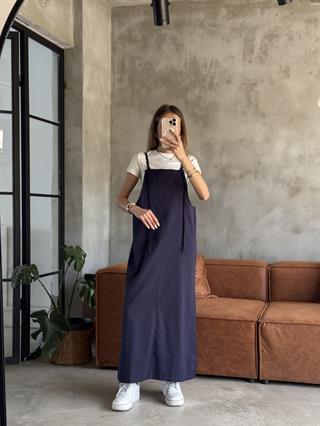 Gabardin Salopet Elbise - Lacivert