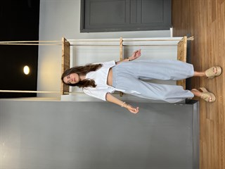 Gabardin Şalvar Pantolon - Açık Gri