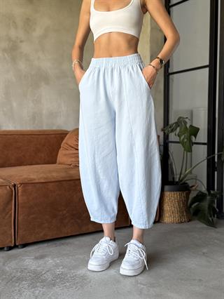 Gabardin Şalvar Pantolon - Bebek Mavisi