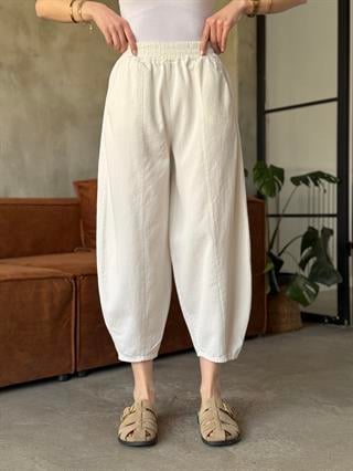Gabardin Şalvar Pantolon - Beyaz