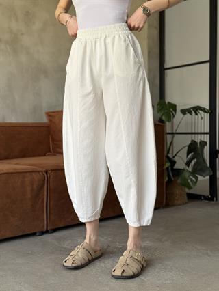 Gabardin Şalvar Pantolon - Beyaz