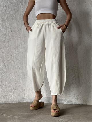 Gabardin Şalvar Pantolon - Beyaz