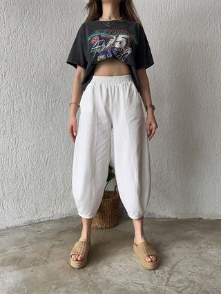 Gabardin Şalvar Pantolon - Kırık Beyaz