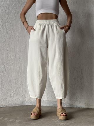 Gabardin Şalvar Pantolon - Beyaz