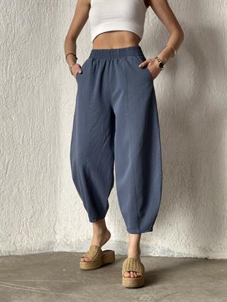 Gabardin Şalvar Pantolon - İndigo