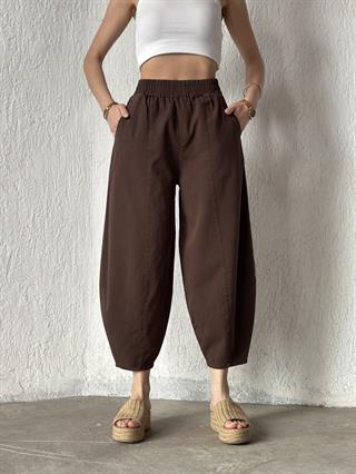 Gabardin Şalvar Pantolon - Kahverengi