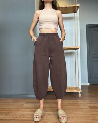 Gabardin Şalvar Pantolon - Kahverengi