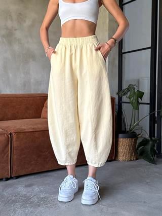 Gabardin Şalvar Pantolon - Sarı