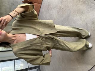 Gofre Bluz Pantalon Takım Yeşil