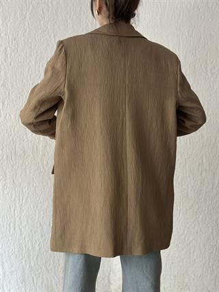 Gofre Vatkalı Blazer Ceket - Camel