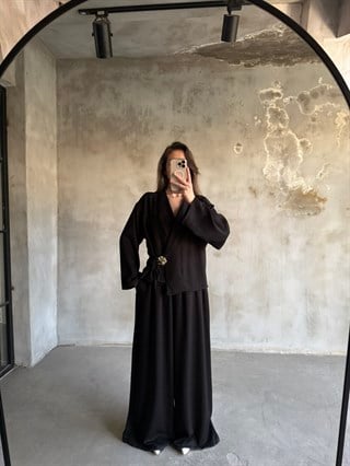 Gold Broşlu İkili Takım - Siyah
