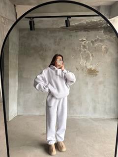 Gri Unisex Base Sıde Oversize Eşofman Takım