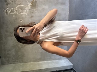 Halter Yaka Gold Kolye Detay Maxi Tensel Elbise - Beyaz