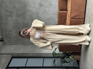 Heny Maxi Kimono Gofre Takım - Krem