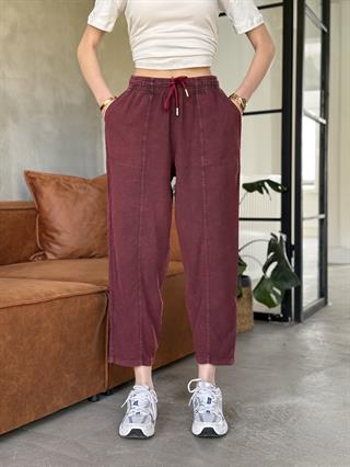 Hola Yıkamalı Havuç Pantolon - Bordo