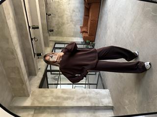 Kahverengi Basic Oversize Triko Takım