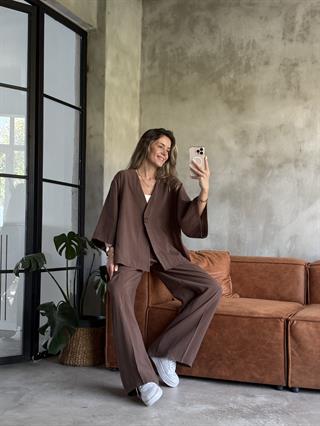 Kahverengi Premium Tensel Oversize Takım