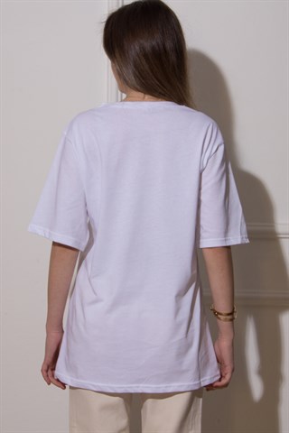 Kaplanlı T-shirt - Beyaz