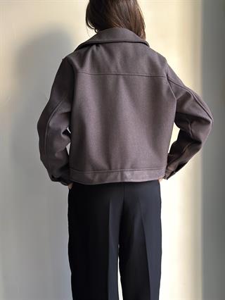 Kaşe Crop Ceket - Kahverengi