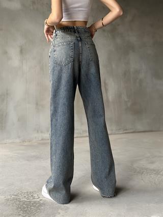 Kesik Paça Tintli Baggy Jean