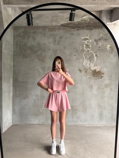 Kısa Şortlu İkili Takım - Pembe
