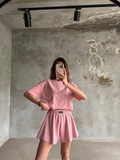 Kısa Şortlu İkili Takım - Pembe