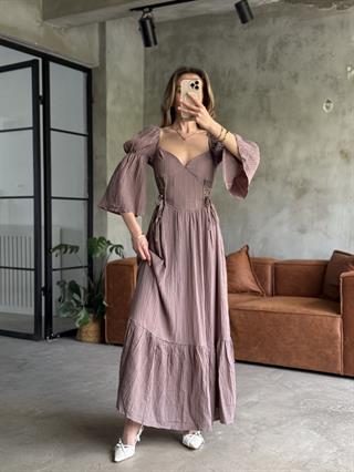 Korseli Maxi Elbise - Vizon
