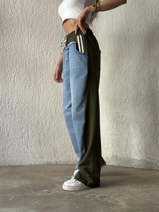 Kot Detay Baggy Eşofman - Haki