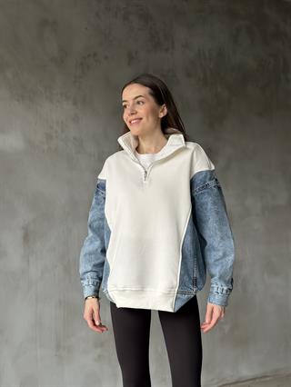 Kot Detay Oversize Sweatsirt