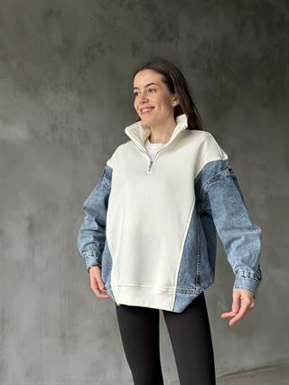 Kot Detay Oversize Sweatsirt
