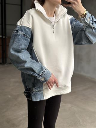 Kot Detay Oversize Sweatsirt