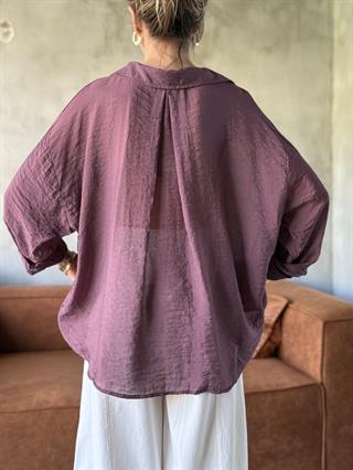 Mürdüm Oversize Şifon Gömlek