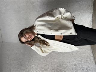 Kuzu Oversize Bomber Ceket - Beyaz