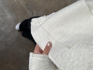 Kuzu Oversize Bomber Ceket - Beyaz