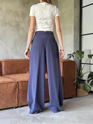 Lacivert Tencel Pantolon