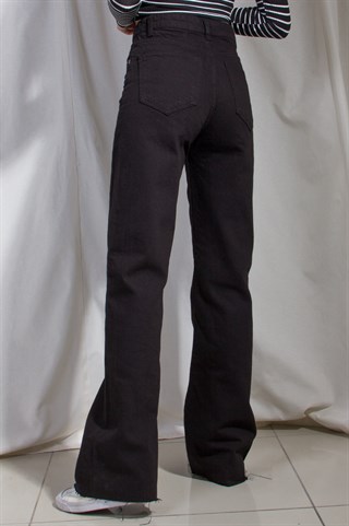 Lazer Kesim Straight Jean - Siyah