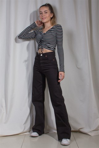 Lazer Kesim Straight Jean - Siyah